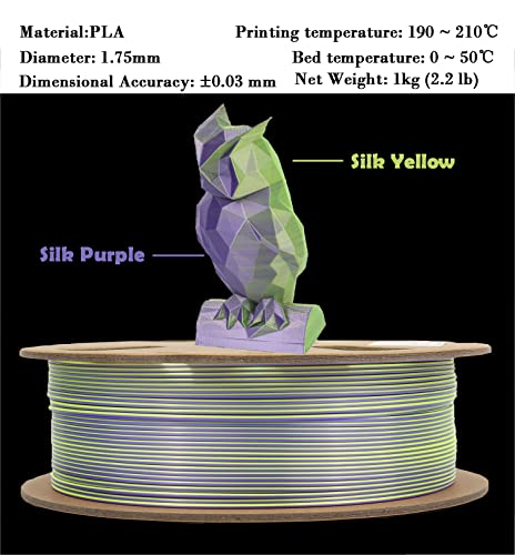 Конци PLA 3D, конци DB PLA Точността на 1,75 mm +/- 0,03 мм е Подходящ за повечето принтери FDM, 2 Цвята в 1