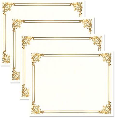 Хартия за сертификати Empire Gold & White от пергамент - опаковка по 25 парчета, съвместима с лазерни и мастилено-струйни