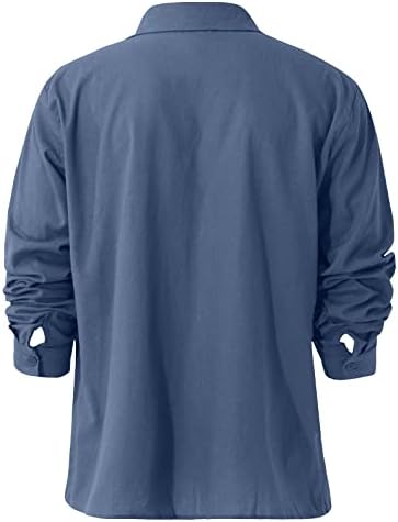 Памучен Бельо Тениска за Мъже, Риза с Копчета и Дълъг Ръкав, Ежедневни Лека Блуза, Монофонични Дишаща Топ