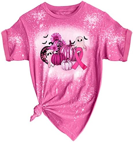 Информираността за рака на гърдата Октомври Носим Розови Блузи, Тениски с кръгло деколте, Дамски Ризи са с яка-часова Голям Размер с дълъг ръкав