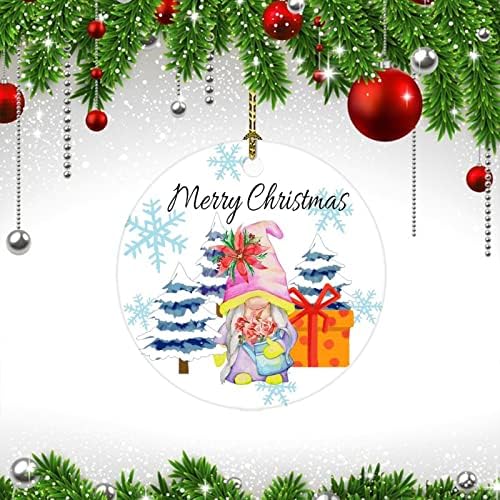 Gnome MerryChristmas Украса На Коледната Елха Ornaments2022, Акварел Коледна Елха Снежинка Коледна Украса С