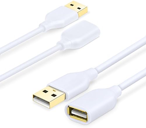 USB-удължител Costyle Бял, комплект от 2 теми 2,0 6 фута / 2 м, удължител тип USB A от мъжа към Жената, удължителен