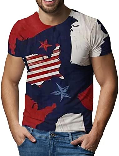 Летни Мъжки Ризи Мъжки Деня на Независимостта на Северна Америка, 3D Принт Къс Ръкав Свободна Тениска С Кръгло