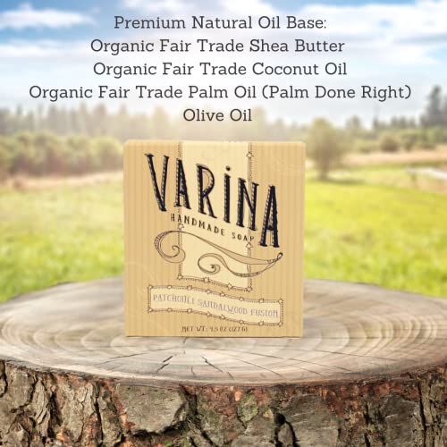 Естественият сапун Varina с Пачули и мирише на сандалово дърво - Нежното Почистване за Чувствителна кожа с Земни