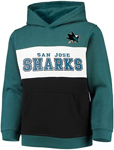Връхни дрехи San Jose Акули Juniors Размер 4-18 Пуловер с цветни блокчета Руното Hoody с качулка