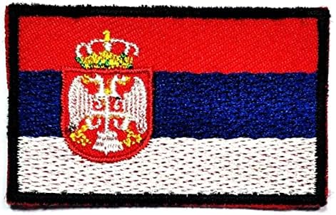 Салфетки Плюс 3шт. 1.2X2 инча. Мини Държава Националния Флаг на Сърбия Бродирана Апликация на Желязо В Пришитую