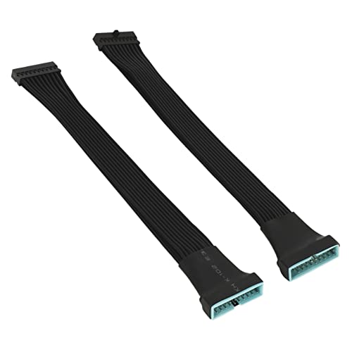 2X Малка Мини USB 3.0 19/20 Пин Вътрешен Нископрофилен Удължител за Кабел-Адаптер за дънната платка 6 инча Черен