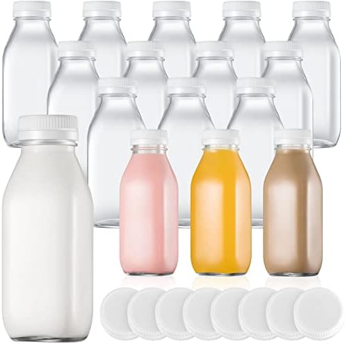 Бутилки за мляко Gerrii 12 унции Стъклени Бутилки с капачки Контейнер за мляко Стъклени Бутилки за сок за хладилник