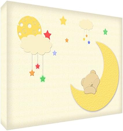 Бял дървен блок Feel Good Art / Декор за детска стая /Подарък за Новородено бебе или за Кръщенета - Сънливи