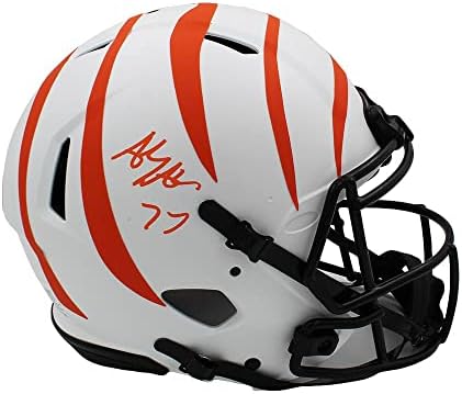 Андрю Уитворт Подписа Истински Лунен каска NFL Cincinnati Bengals Speed с Автограф Андрю Уитворта - Каски NFL