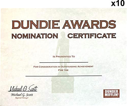 Сертификати номинация за наградата на Dundie Награда (10), адаптивни