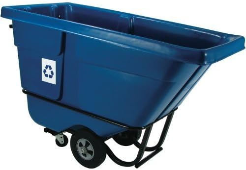 Завъртане количка за рециклиране Rubbermaid 130573BLU с панти правоъгълна пластмасова капачка с тегло 850 паунда.