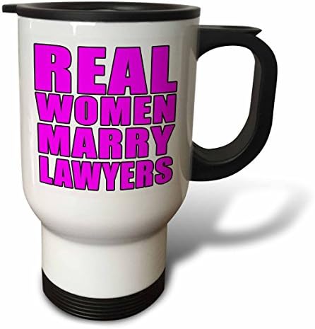 3dRose Истински Жени се Женят За Адвокати Розова Пътна Чаша, 14 грама, Бяла