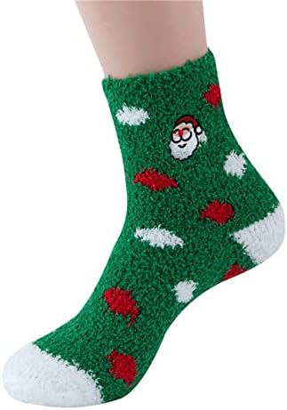 MIASHUI Дамски Чорапи Топли Коледни Модни Ветроупорен Чорапи с принтом Средна дължина, Дълги Памучни Чорапи