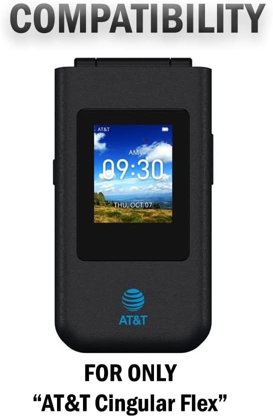 Калъф за телефон AT & T Cingular Flex Flip, Nakedcellphone [Черна веганская кожа], монтиране калъф с [вградена