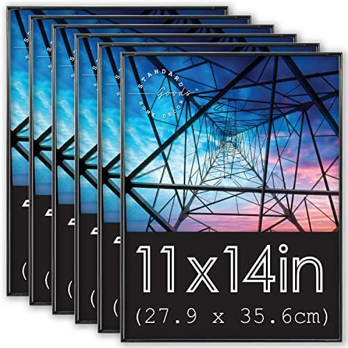 Стандартни стоки за дома Рамка за снимки с размер на 11x17 инча с предно зареждане, 6 опаковки черен цвят за