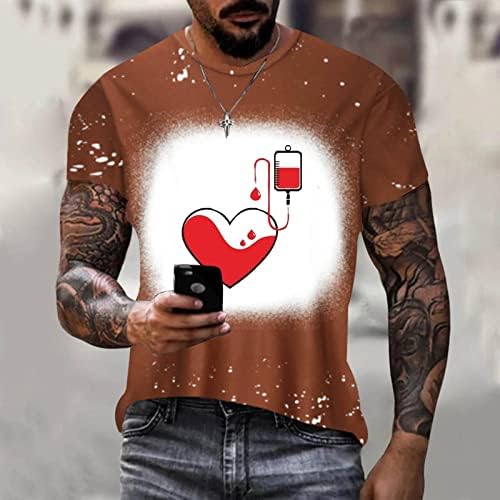Ризата на Свети Валентин, Мъжки Новост, Графичен Принт във формата на Сърце, Къс Ръкав, Стръмни Забавни Тениски