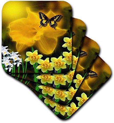 3dRose CST_9122_1 Daffodil Delight-Меки подложки, Комплект от 4