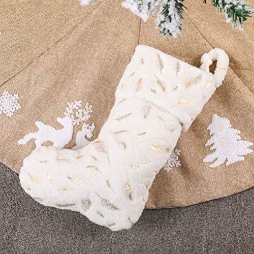 Коледен Отглеждане Abaodam, Коледни Висящи Подарък Чорапи, Декоративен Чорап (Бял), Използван за празнуване