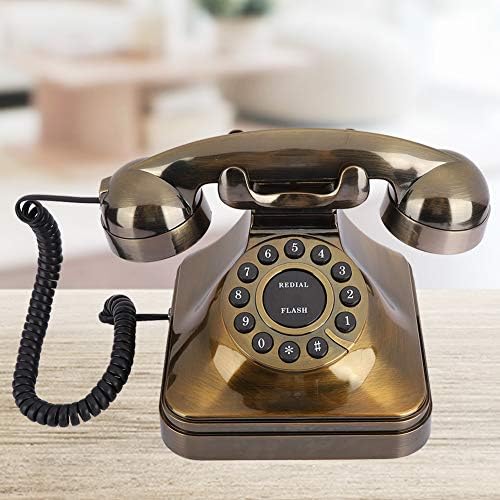Античен Телефон, Бронзов Ретро Стационарен Телефон, Старомодна Домашни Телефони с Шумопотискане и Функция за