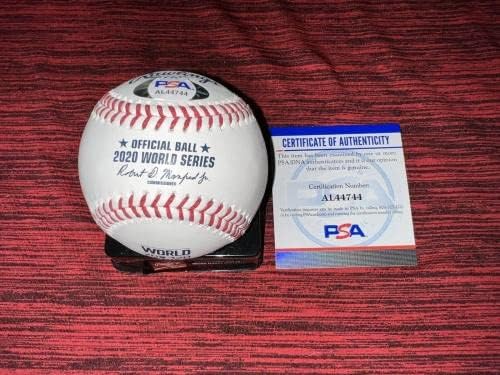 Алекс Ууд е подписал Официален Бейзбол Световните серии 2020 LA Dodgers PSA / Бейзболни топки С ДНК-автограф