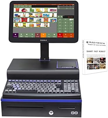 Касов апарат ZHONGJI 15,6 Главен Екран със софтуер, POS за Малкия Бизнес, Ресторанти, търговци на Дребно на