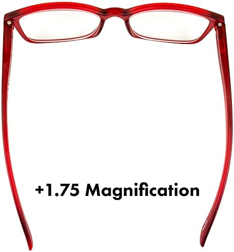 Очила за четене Birdz, които не съдържат бисфенол А, в червена рамка, с прозрачни лещи, увеличаване на 1,75