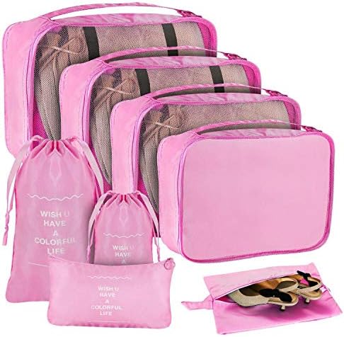 7187 – Розова чанта от 8 теми, водоустойчив опаковка за облекло, определени кубчета–организаторите - MN38
