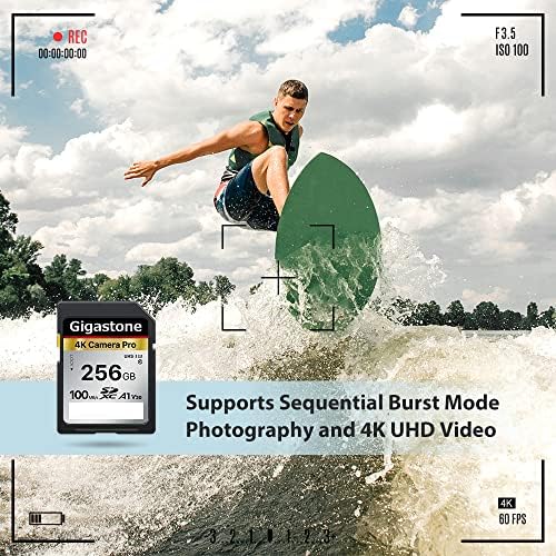 Gigastone 256 GB 2-Pack SD-карта V30 SDXC Карта с памет Висока скорост на видео 4K Ultra HD UHD, Съвместим с