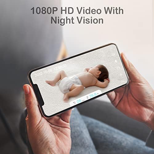 Детски видеомонитор Sense-U с 2 камери, видео с висока резолюция 1080P и фоновия звук, нощно виждане, двустранно