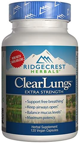 RidgeCrest ClearLungs Extra Strength, Билкови Противоотечное средство, 120 Веганских капсули