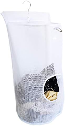 Подвесная Полукръгла Окото чанта За съхранение, Сгъваема Кошница за дрехи с Трайно закачалка (Бяла)