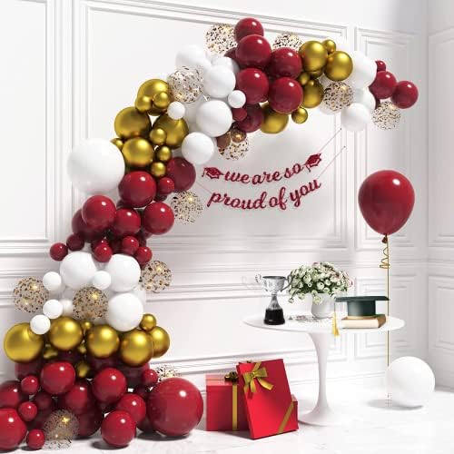 Набор от Гирлянди от червени и златни балони HOUSE OF PARTY - Червени и бели балони със Златни конфети, Пурпурни