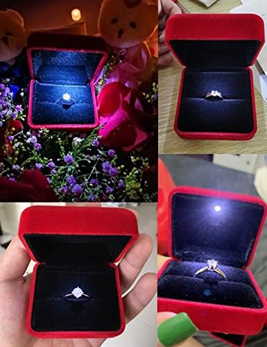 Кутия за пръстен кадифе GBYAN с Подарък Скоростна дисплея бижута LED светлини за Сделки, Годеж, Сватба