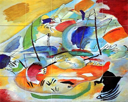FlekmanArt Морска битка на Василий Кандински - Художествена стенопис 5х4, на Задния панел за кухня, Душ и Вана