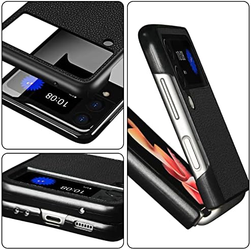 Калъф REKALRO за Galaxy Z Flip 4, Тънък калъф-портфейл Samsung Z Flip 4 от изкуствена кожа с отделения за карти,