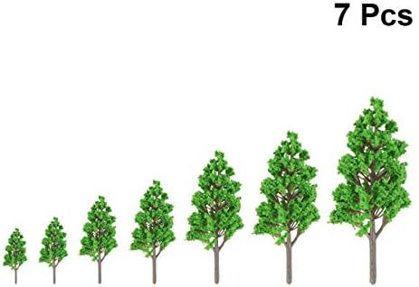 Healifty на Модела Влакове 7 бр Пластмасови Модела Дървета Малко Изкуствено Дърво Фалшиви Растения Влак Дървета