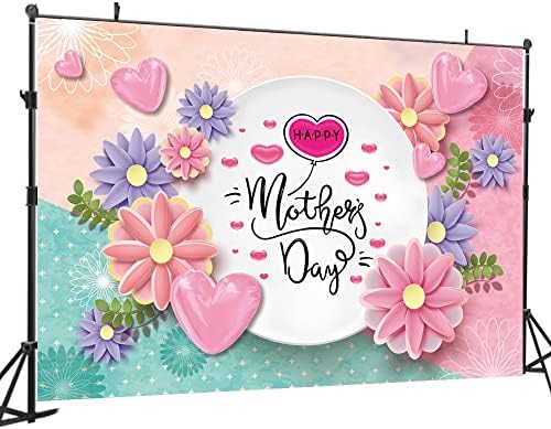 DHXXSC 8X6FT Фон за парти в чест на Деня на майката, Фонове за Ден на Щастливата Майка, Розово и синьо Цветен