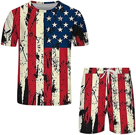 Bmisegm Летни Мъжки Тениски С Флага На Деня На Независимостта, Пролетно-Летен Спортен Костюм За Почивка, Удобни