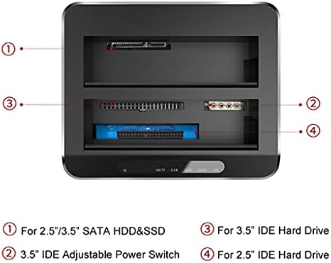 YEBDD Dual Bay USB 3.0 SATA IDE Зарядно устройство за Външен хард диск с 2-Пристанищен Възел, Четец на media