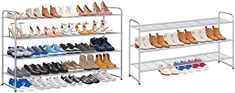 КИМБОРА 4-Различен Рафтове За обувки и 3-Различен Метал Дълги Рафтове За обувки