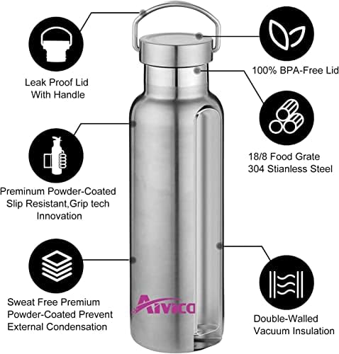 Вакуум бутилки Aivica с чаша от неръждаема стомана, Бутилка за вода с вакуумна изолация за дома, офиса или автомобила