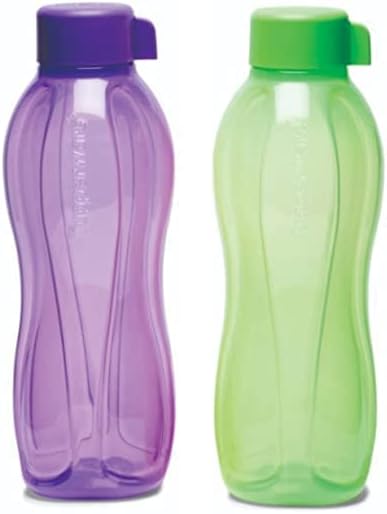 Tupperware Аква-Безопасна Пластмасова бутилка за вода, Комплект от 2 бутилки (от 1 литър на всеки)