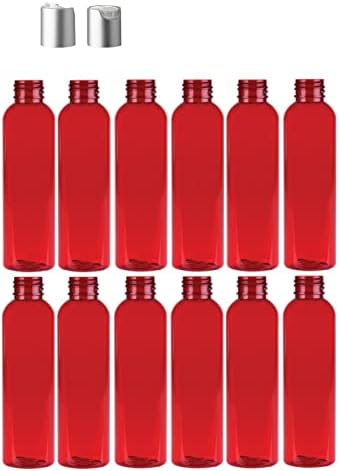 Кръгли бутилки Cosmo по 4 грама, Празни от PET пластмаса за Еднократна употреба, които не съдържат BPA, с матово-сребрист цвят прижимными капачки (опаковка от 12 броя) (черн?