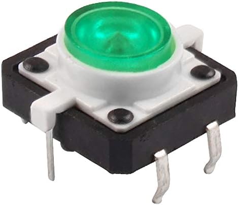 Нов Lon0167 Зелен led индикатор за Миг тактилно такт Бутон превключвател 12x12 mm x 11 mm DIP (Grünes LED-Licht Незабавен осезаемо такт Drucktastenschalter 12x12 mm x 11 mm DIP