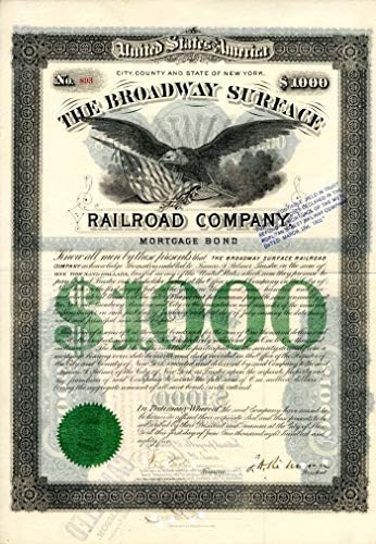 Broadway Surface Railroad Co. - Ню Йорк - Бонд