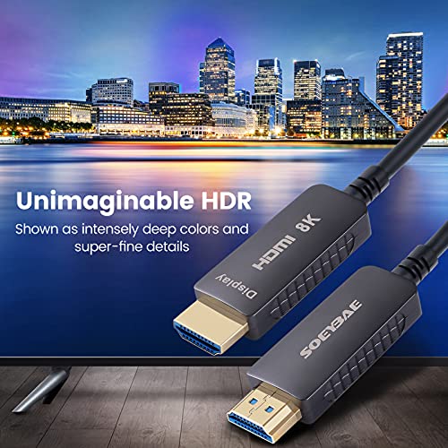 Оптичен кабел HDMI SOEYBAE 8K 492ft/150м, кабел HDMI SOEYBA 2.1 Поддържа 8K @ 60Hz, 4K @ 120Hz, 48Gbps, eARC, HDCP2.2, PS5