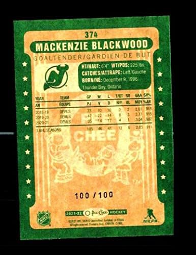 2021-22 O-Pee-Chee Ретро Черен кант #374 Макензи Blackwood /100 Хокейна карта Ню Джърси Дэвилз НХЛ