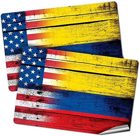 Две етикети с размер 2 x 3 с флага Колумбия - Дърво с Флага на САЩ - Трайно висок клас