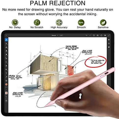 Молив за iPad 2018-2022, дръжка Apple с бързо зареждане HATOKU с чувствителност към наклона и отхвърляне на дланта, Магнитна писалка, която е съвместима с iPad Air 3/4/5, iPad Mini 5/6, iPad 6-10